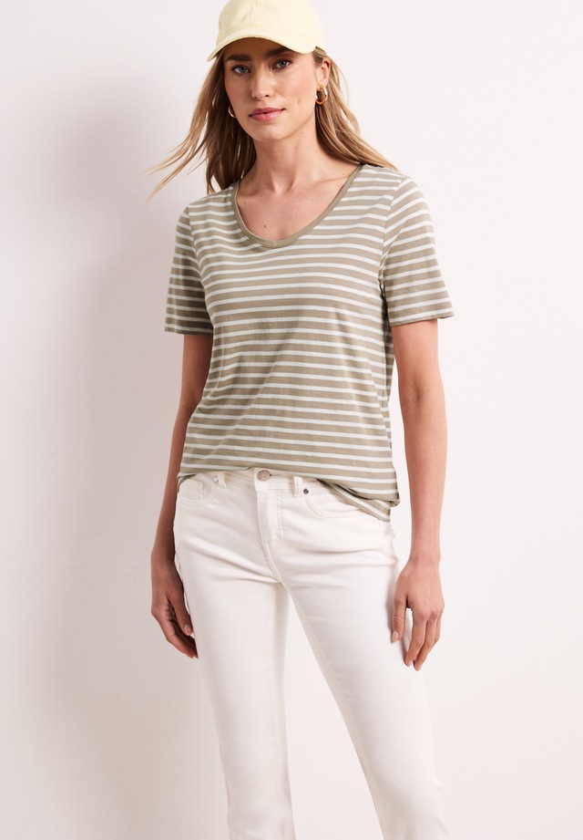 STREET ONE T-Shirt mit abgerundetem V-Ausschnitt