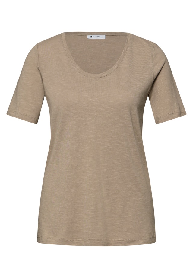 STREET ONE T-Shirt mit abgerundetem V-Ausschnitt