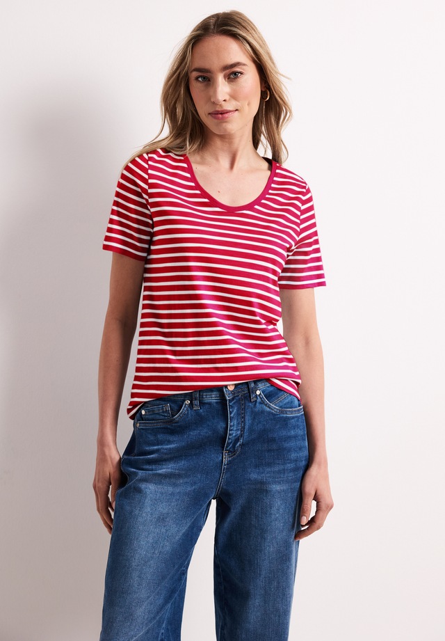 STREET ONE T-Shirt mit abgerundetem V-Ausschnitt