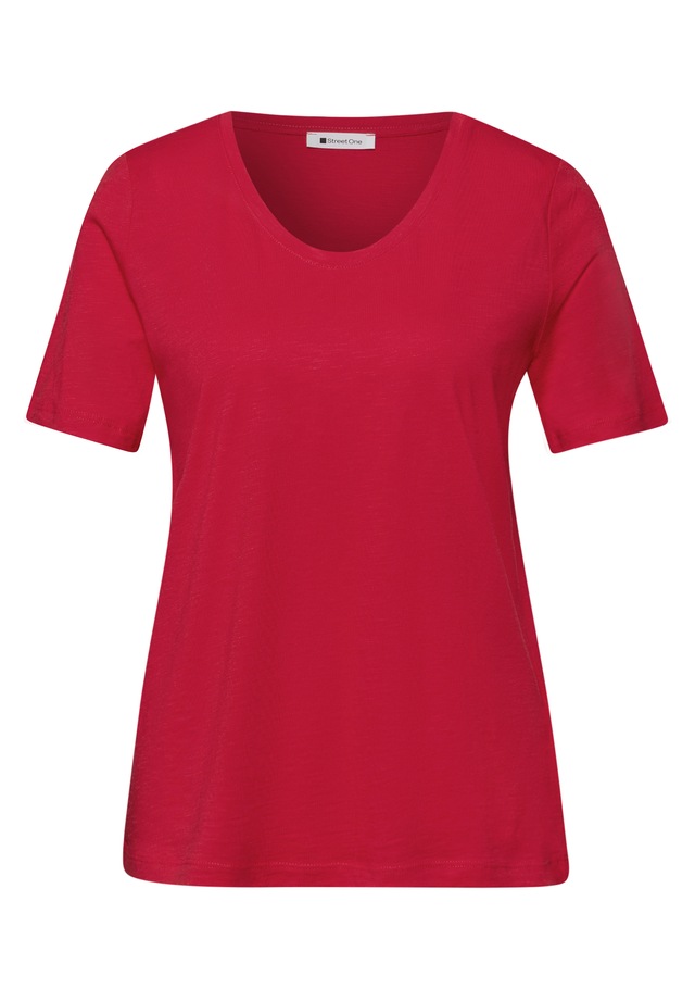 STREET ONE T-Shirt mit abgerundetem V-Ausschnitt