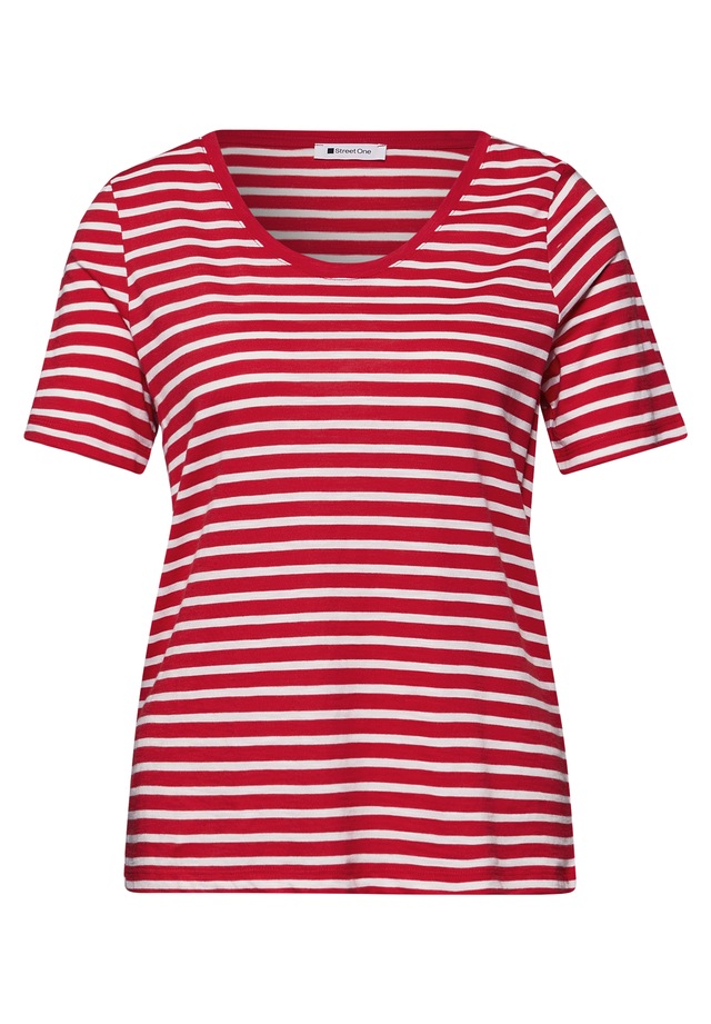 STREET ONE T-Shirt mit abgerundetem V-Ausschnitt