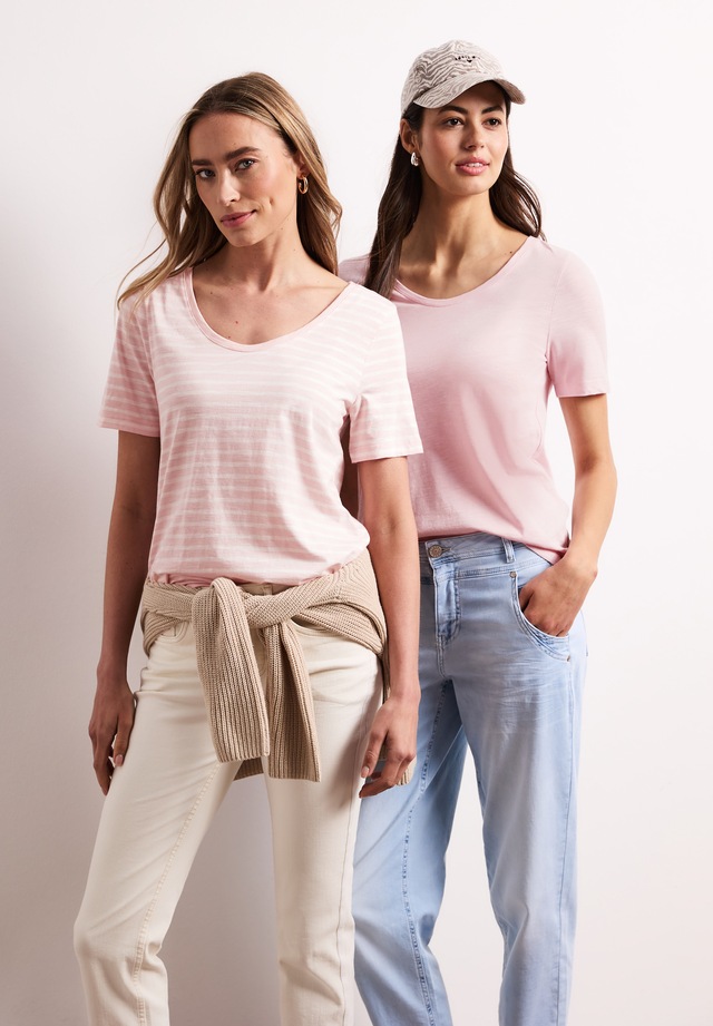 STREET ONE T-Shirt mit abgerundetem V-Ausschnitt