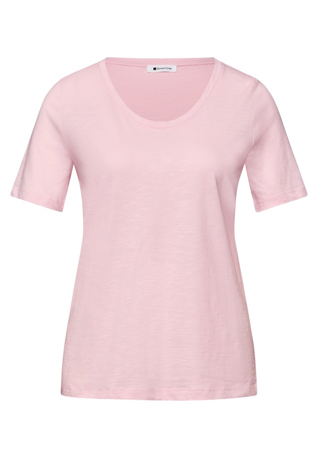 STREET ONE T-Shirt mit abgerundetem V-Ausschnitt