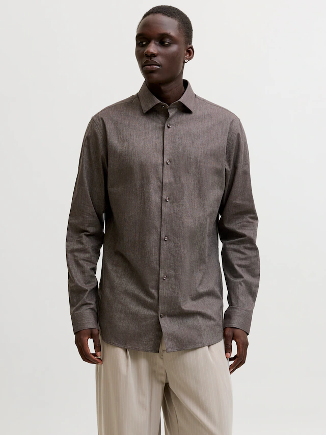 Jack & Jones Langarmhemd »JPRBLAPARKER HEATHER L/S SHIRT STYD« Baumwolle, slim fit
