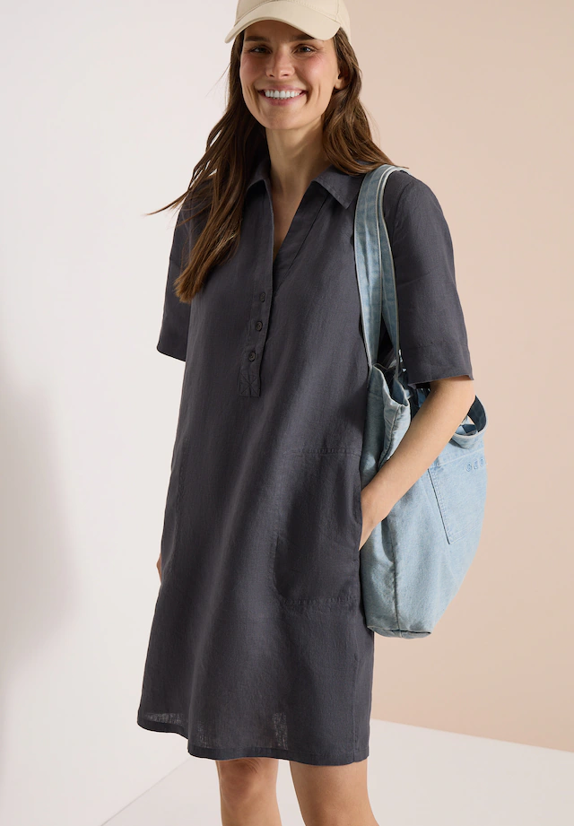 Cecil Blusenkleid Eingrifftaschen aus Leinen