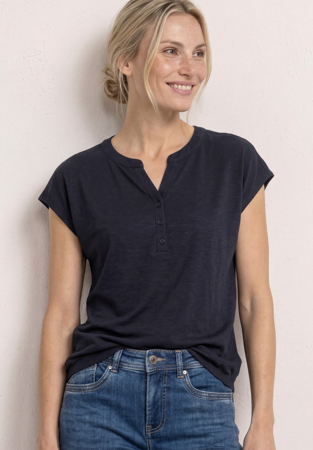STREET ONE T-Shirt mit geschlitztem Rundhalsausschnitt