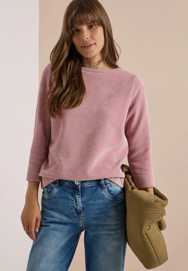 Cecil 3/4-Arm-Shirt aus Cord mit Boat Neck