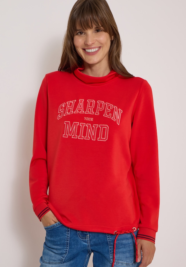 Cecil Langarmshirt mit Stehkragen und Wording
