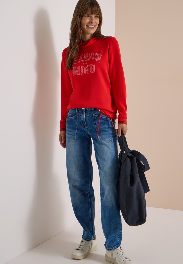 Cecil Langarmshirt mit Stehkragen und Wording