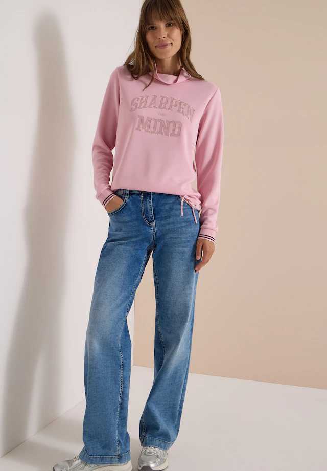 Cecil Langarmshirt mit Stehkragen und Wording