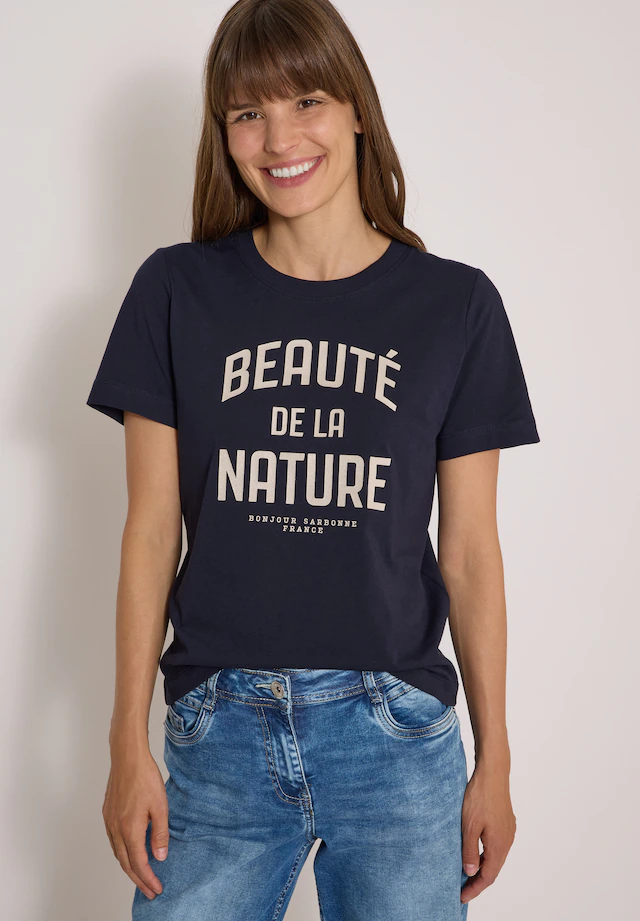 Cecil T-Shirt Sommershirt mit Rundhals und Wording