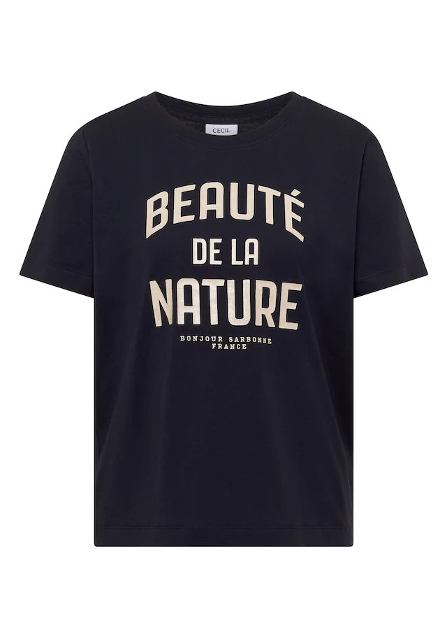 Cecil T-Shirt Sommershirt mit Rundhals und Wording