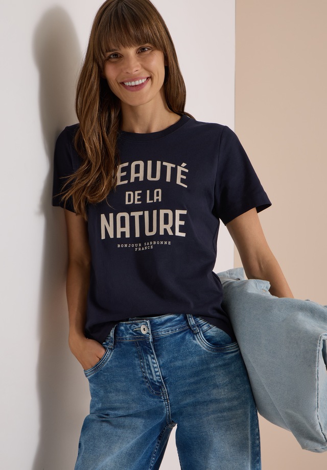 Cecil T-Shirt Sommershirt mit Rundhals und Wording