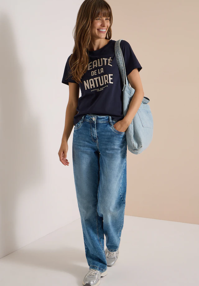 Cecil T-Shirt Sommershirt mit Rundhals und Wording