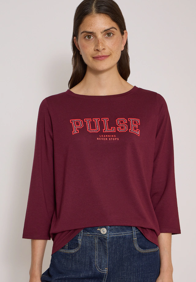 Cecil 3/4-Arm-Shirt mit Boat Neck und Print / Wording Artwork