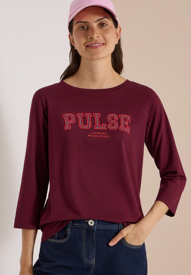 Cecil 3/4-Arm-Shirt mit Boat Neck und Print / Wording Artwork