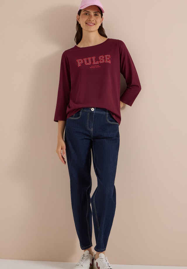 Cecil 3/4-Arm-Shirt mit Boat Neck und Print / Wording Artwork