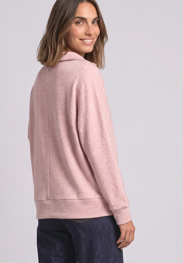 STREET ONE Langarm-Poloshirt mit Polokragen / Im Melange-Look
