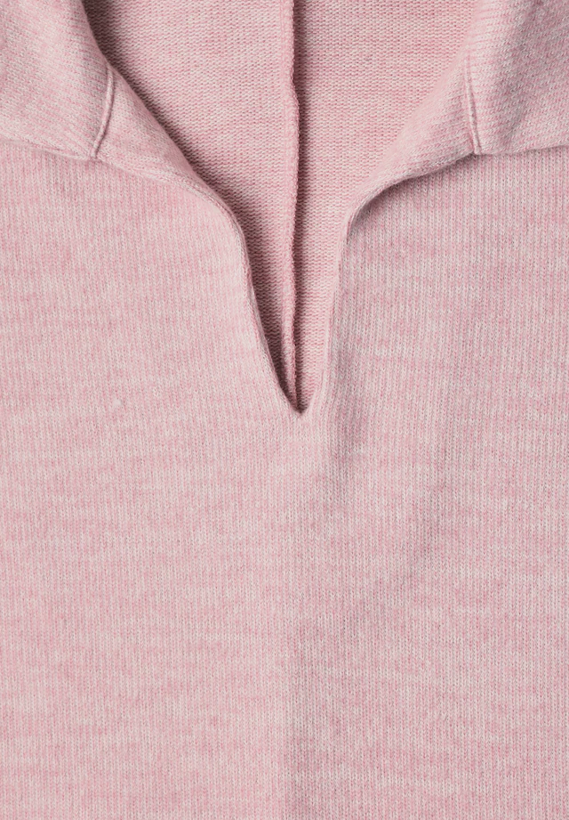 STREET ONE Langarm-Poloshirt mit Polokragen / Im Melange-Look