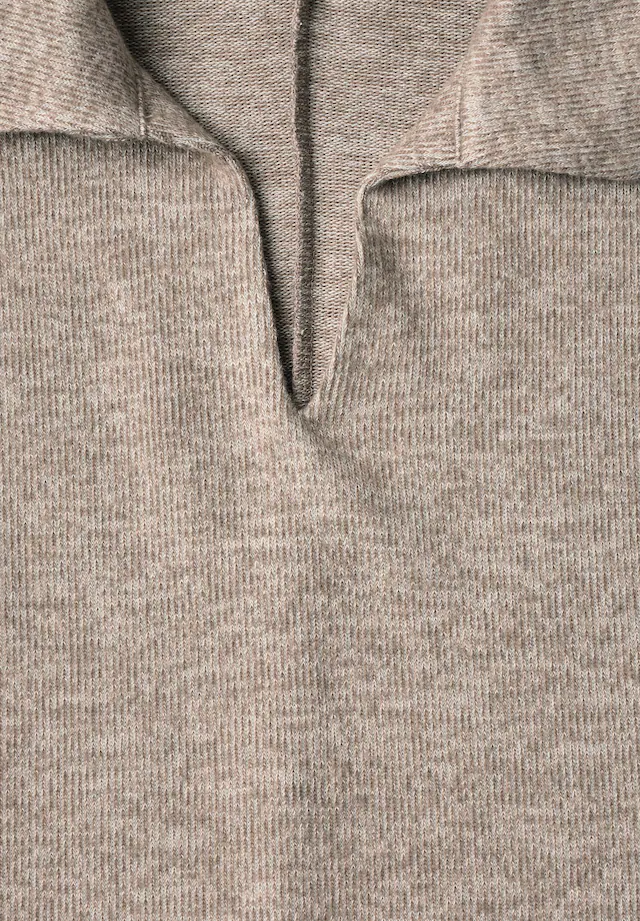 STREET ONE Langarm-Poloshirt mit Polokragen / Im Melange-Look
