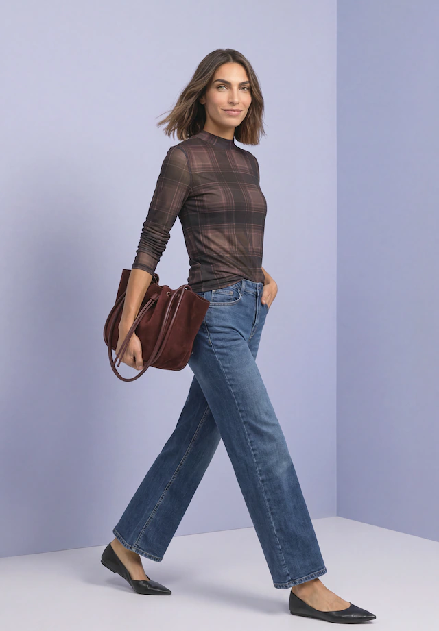 STREET ONE Langarmshirt Mesh-Shirt mit Rundhals und Prints