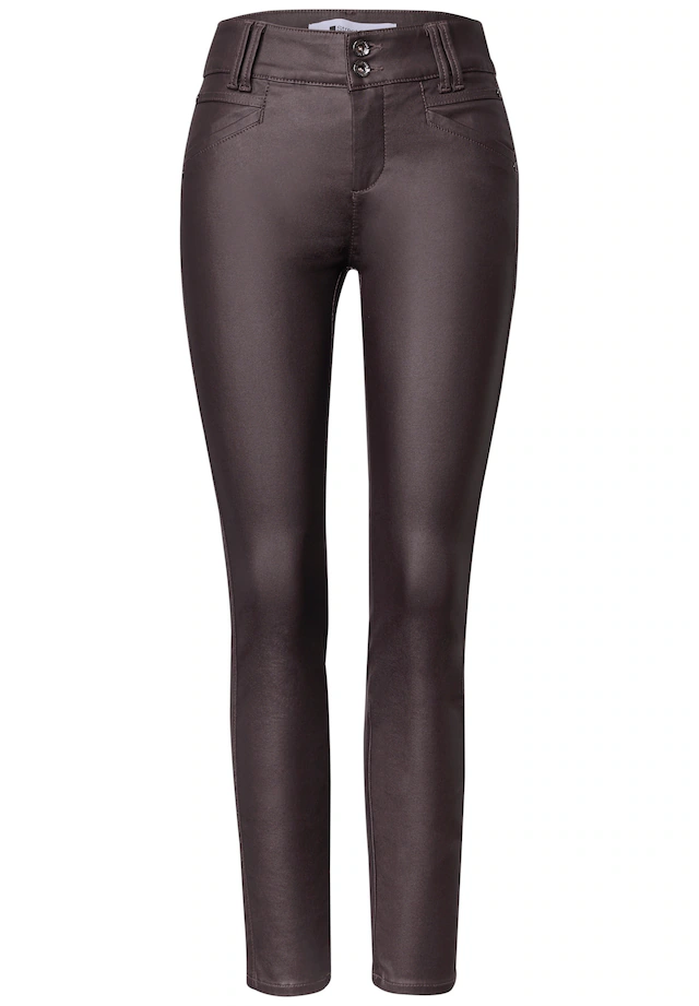 STREET ONE Lederimitathose »Style York« Mid Waist Hose im Slim Fit in Leder-Optik