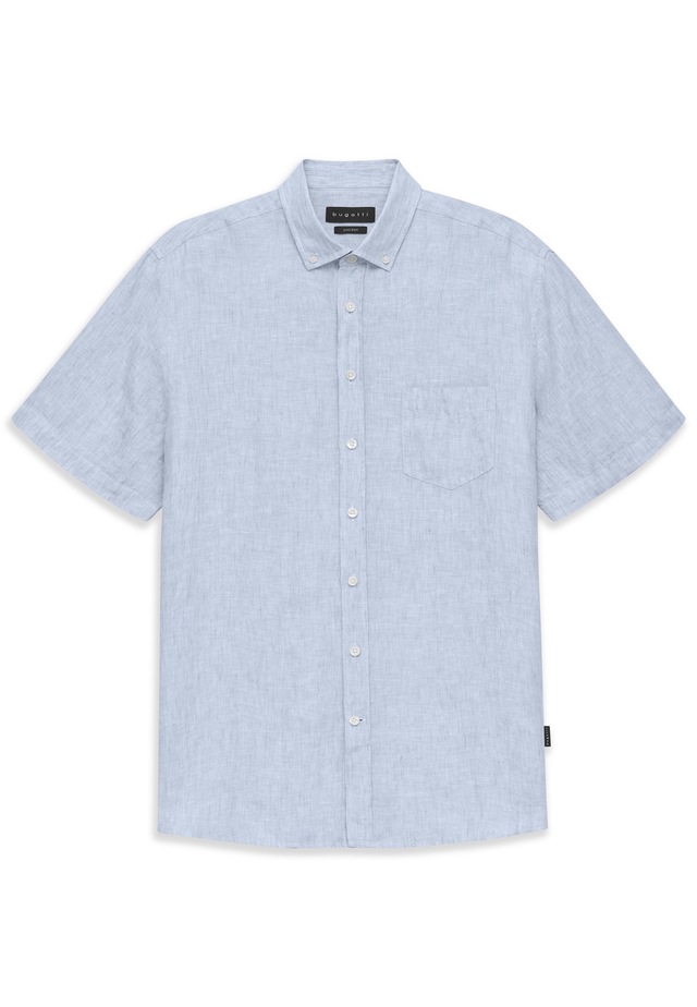 bugatti Kurzarmhemd Modern Fit aus Leinen mit Button-Down-Kragen