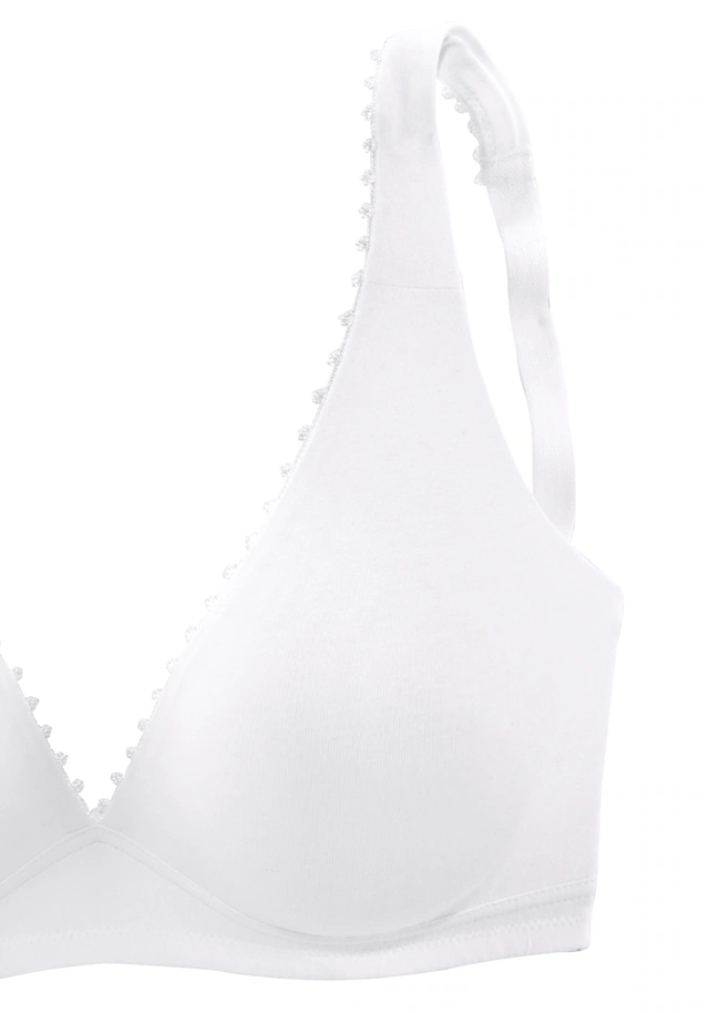 petite fleur Packung, 2 stück, ohne Bügel in High-Apex-Schnittform mit Zierborte, bequemer BH