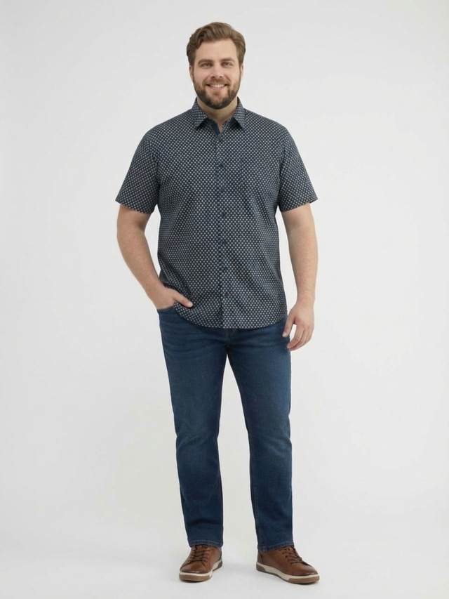 LERROS Kurzarmhemd »Kurzarmhemd mit geometrischem Print, große Größen«