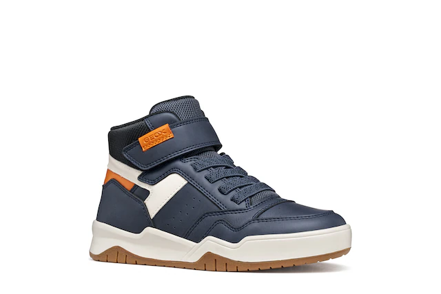 Geox Sneaker »J PERTH BOY« Freizeitschuh mit Kontrastbesätzen, Gummizug und Klettriemchen