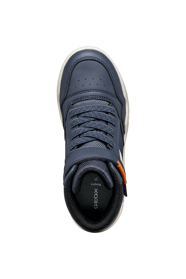Geox Sneaker »J PERTH BOY« Freizeitschuh mit Kontrastbesätzen, Gummizug und Klettriemchen