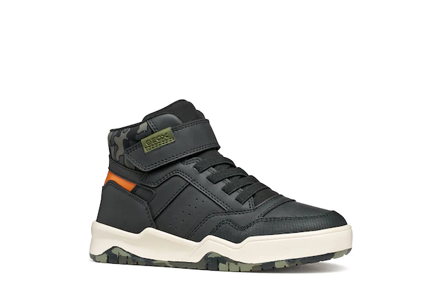 Geox Sneaker »J PERTH BOY« Freizeitschuh mit Kontrastbesätzen, Gummizug und Klettriemchen