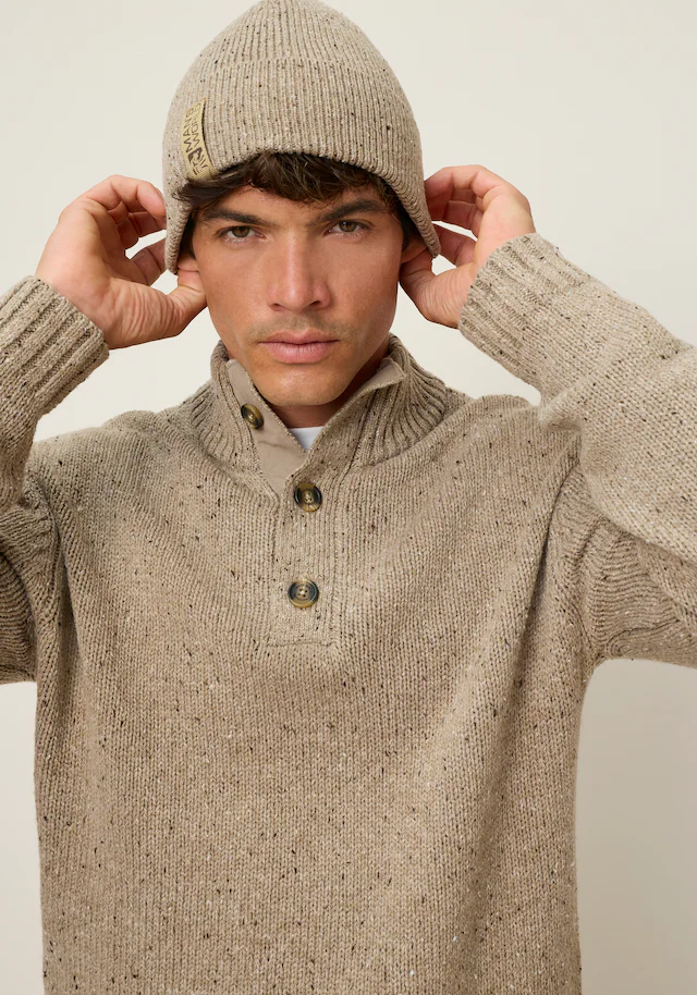 Man's World Troyer »Neue Kollektion! Melange Garn mit farbigen Akzenten« mit Langarm, aus Strick mit Baumwolle, Regular Fit