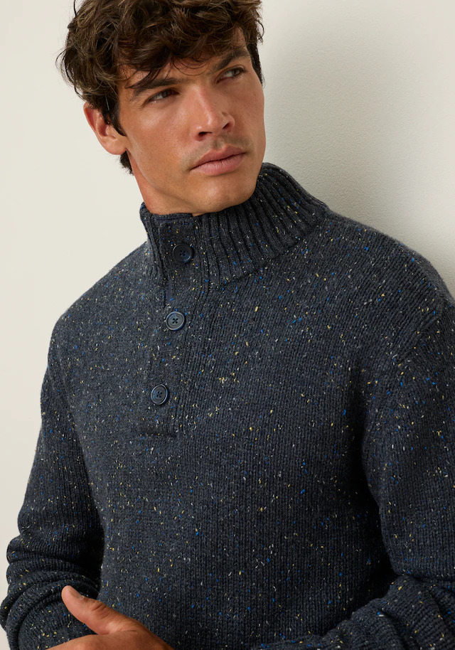 Man's World Troyer »Neue Kollektion! Melange Garn mit farbigen Akzenten« mit Langarm, aus Strick mit Baumwolle, Regular Fit