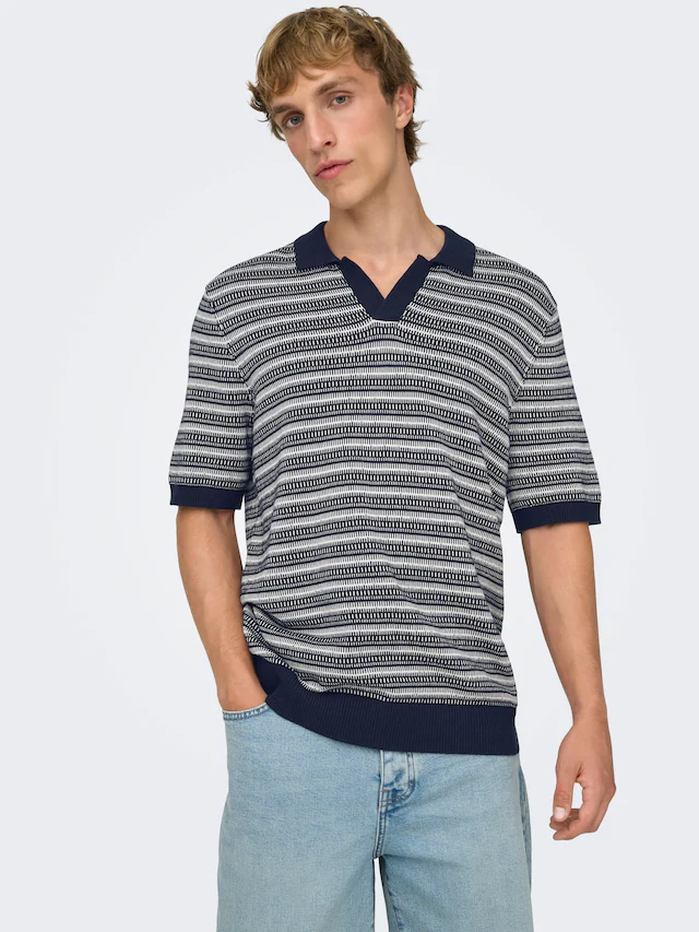 ONLY & SONS Polokragenpullover »ONSTILO REG SS SPLIT NECK KNIT NOOS« Baumwolle, regular fit