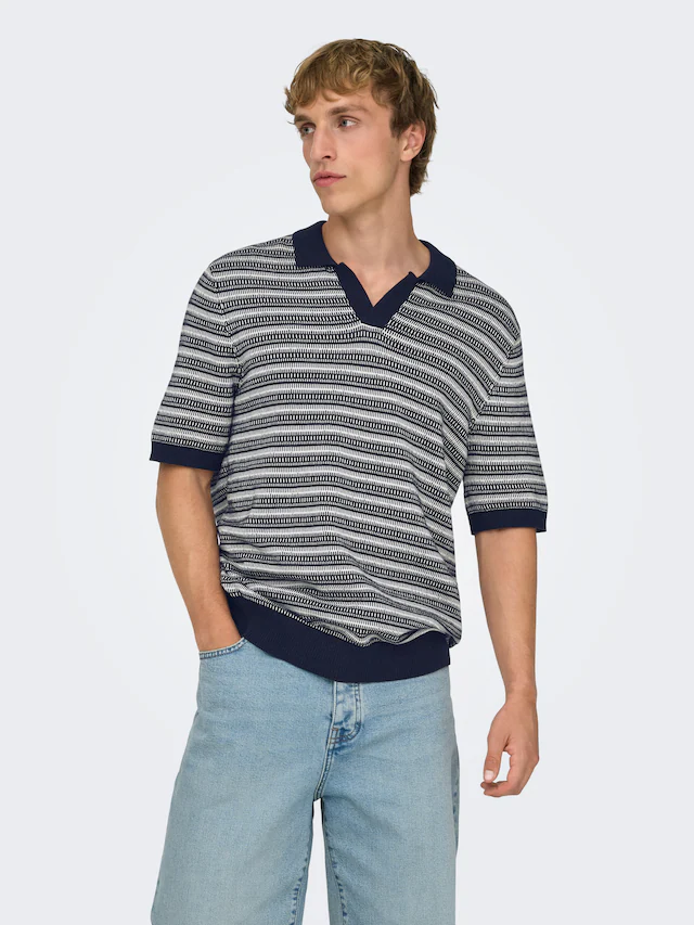 ONLY & SONS Polokragenpullover »ONSTILO REG SS SPLIT NECK KNIT NOOS« Baumwolle, regular fit
