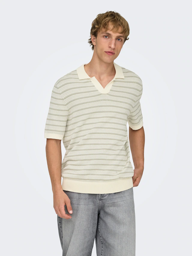 ONLY & SONS Polokragenpullover »ONSTILO REG SS SPLIT NECK KNIT NOOS« Baumwolle, regular fit