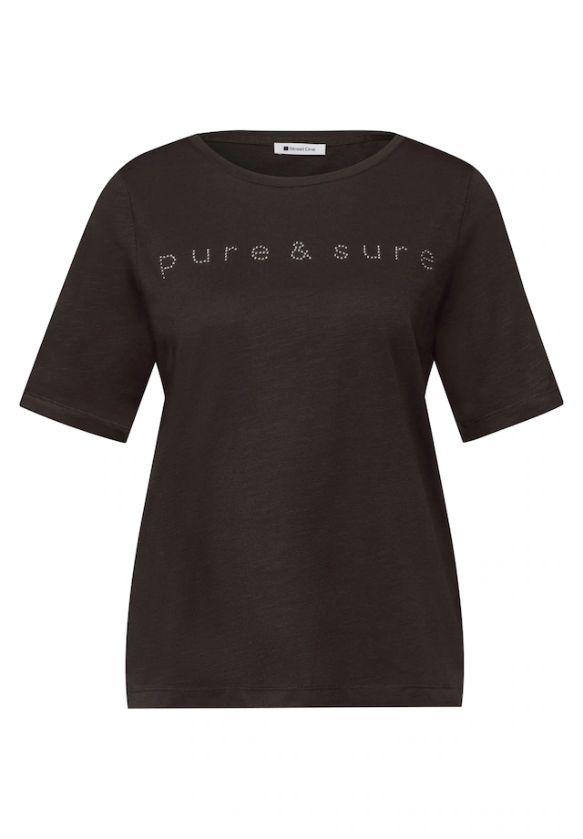 STREET ONE Kurzarmshirt Sommershirt mit Rundhals und Schmucksteinen