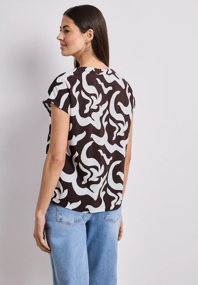 STREET ONE Shirtbluse mit geschlitztem Rundhalsausschnitt