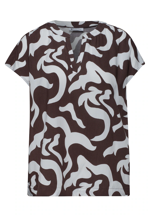 STREET ONE Shirtbluse mit geschlitztem Rundhalsausschnitt