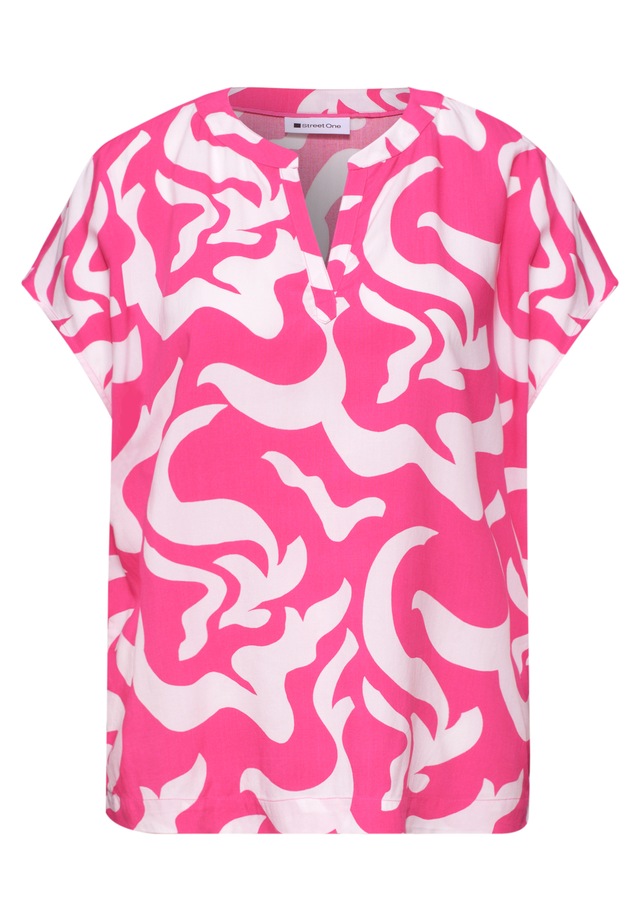 STREET ONE Shirtbluse mit geschlitztem Rundhalsausschnitt