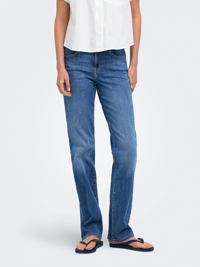 ONLY Slim-fit-Jeans »ONLPOWER MW PUSH UP SLIM STRAIGHT DNM« Baumwollmischung, mid waist, slim fit