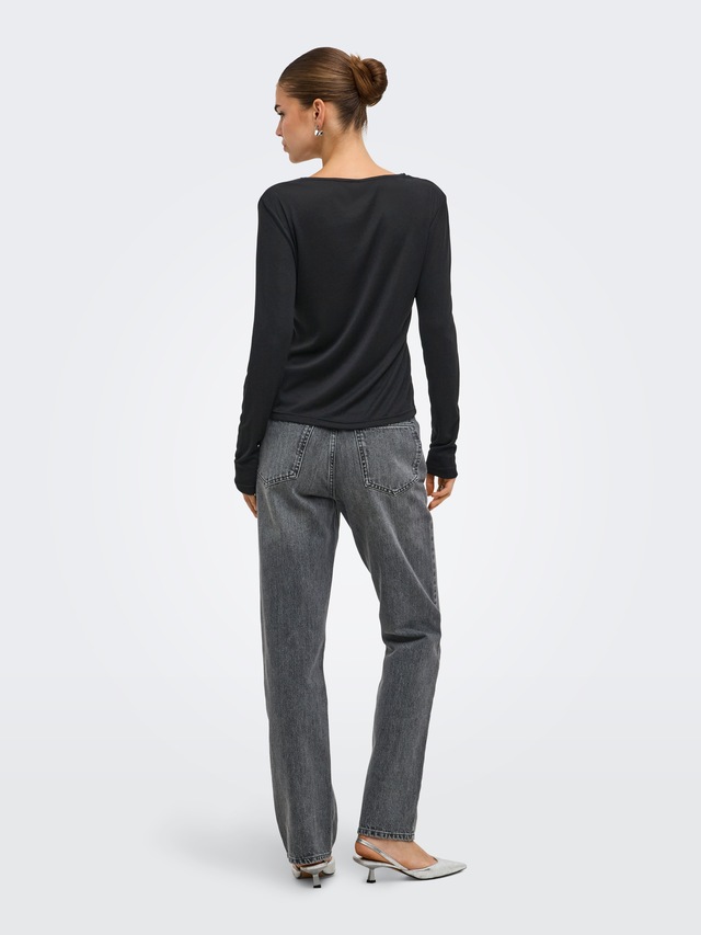 ONLY Langarmshirt »ONLIDA L/S V NECK LACE TOP CS JRS« Viskosemischung, regular fit