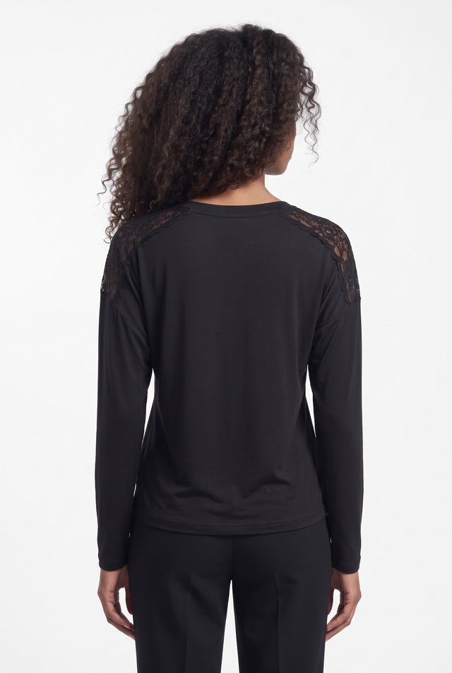 ONLY T-Shirt »ONLLUNI L/S TOP WITH LACE DETAILS CS JRS« Viskosemischung, regular fit