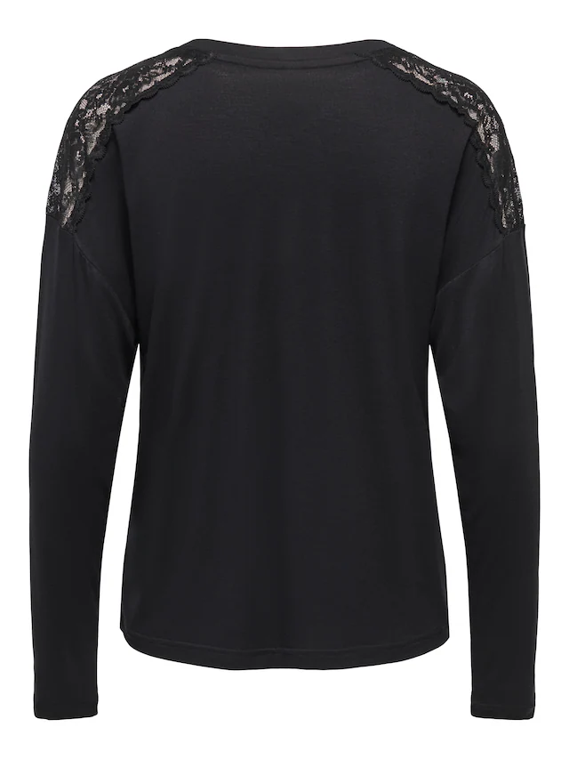 ONLY T-Shirt »ONLLUNI L/S TOP WITH LACE DETAILS CS JRS« Viskosemischung, regular fit