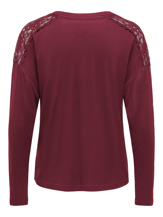 ONLY T-Shirt »ONLLUNI L/S TOP WITH LACE DETAILS CS JRS« Viskosemischung, regular fit