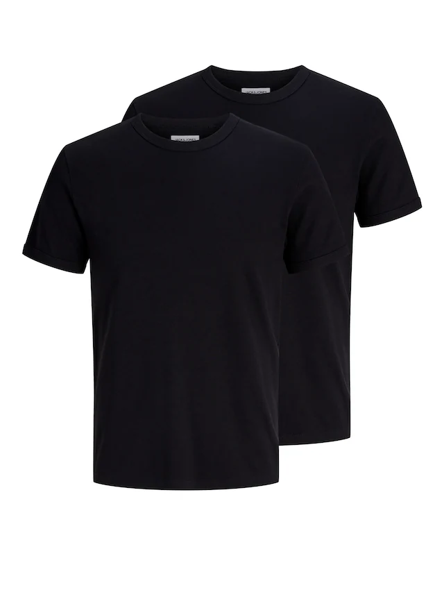 Jack & Jones Rundhalsshirt »JJEORGANIC RIB TEE SS CREW NECK 2PK MP« Packung, 2 Baumwollmischung, slim fit