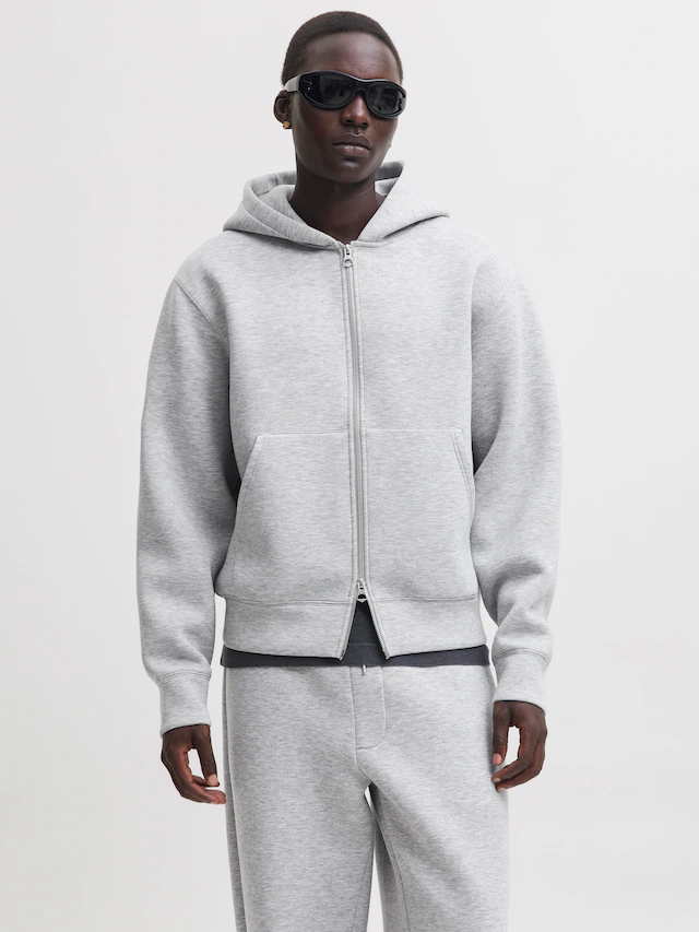 Jack & Jones Kapuzensweatjacke »JCOLEGACY SWEAT SCUBA ZIP HOOD NOOS« Materialmix, locker geschnitten
