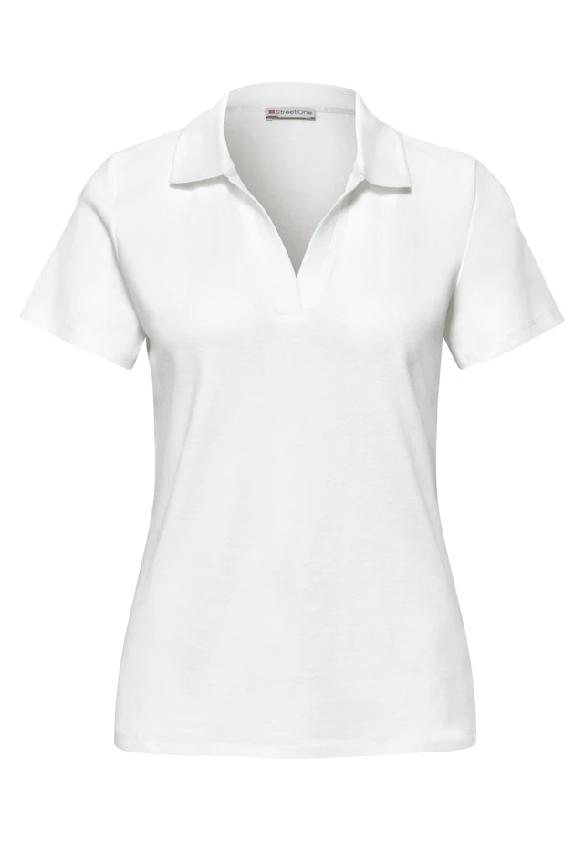 STREET ONE Poloshirt mit geschlitztem Rundhalsausschnitt