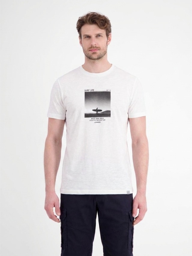 LERROS T-Shirt »Sportliches T-Shirt mit Surfer-Motiv-Print, reine Baumwolle«